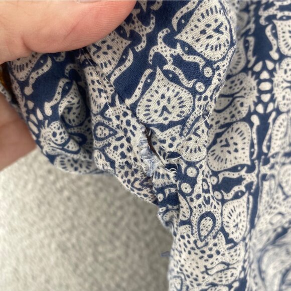 Ivy Jane Top Womens Small Medium Blue Floral Embroidered Short Tiered Sleeves - Picture 7 of 9